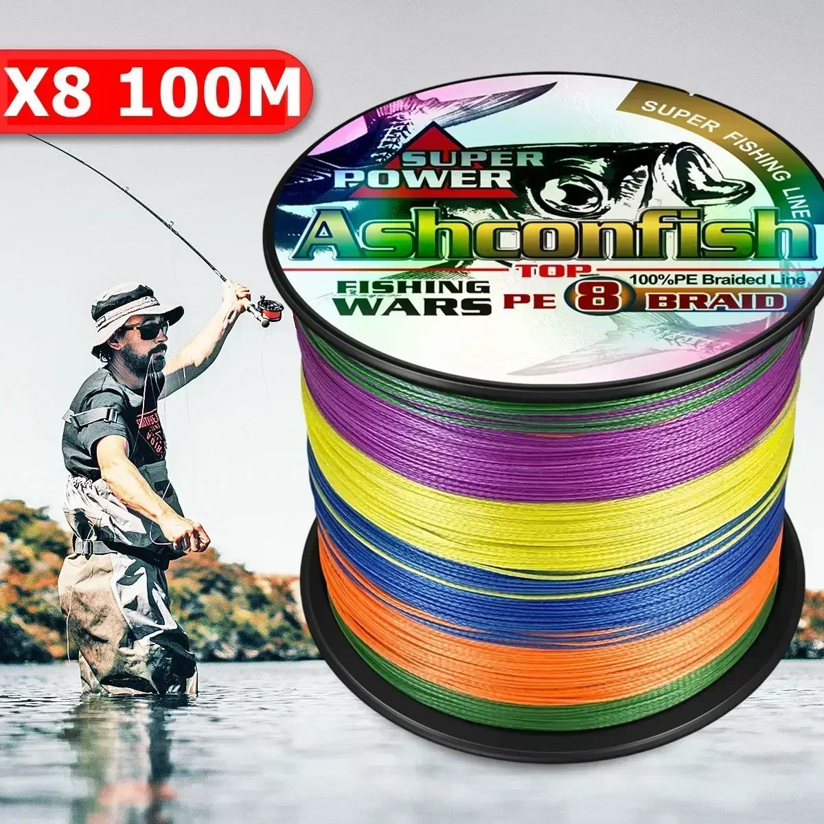 Ice Fishing Line - Turconfish-編組釣り糸x8,マルチフィラメントPEライン,編組コイ,超強力,8ストランド,アップグレード,100m
