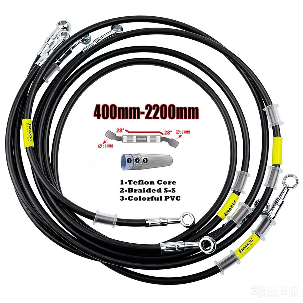 Braided Line - 400-2200 ミリメートルオートバイ油圧ブレーキホースラインケーブル 10 ミリメートルバンジョースズキカワサキヤマハホンダパイプライン編組オイルホース