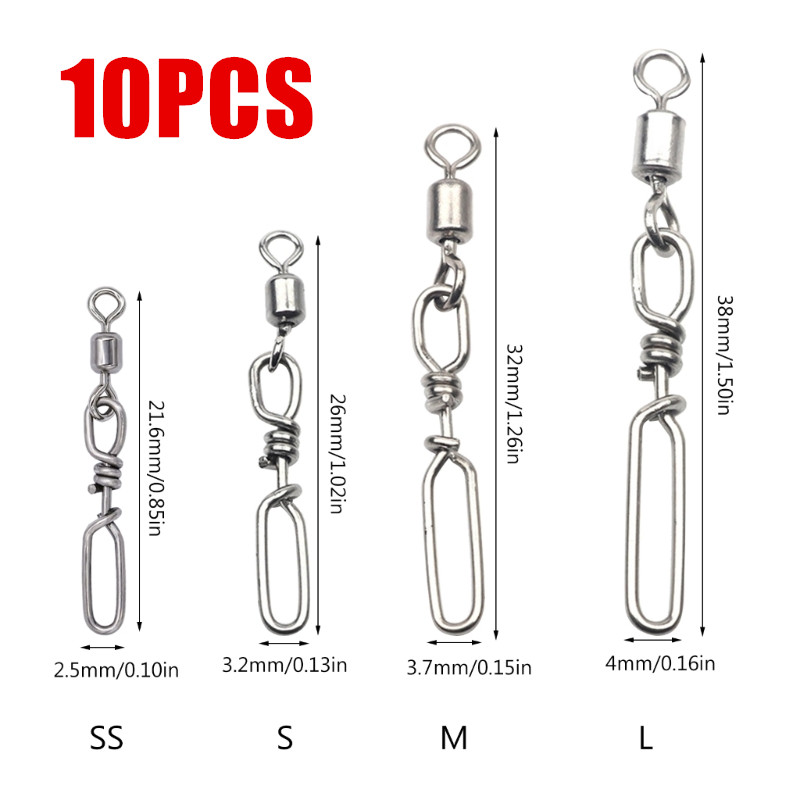 Saltwater Line - 高強度ローリングボールベアリングスナップ 20 個パック 釣りバレルスイベル ルアーコネクタクリップ 海水淡水用