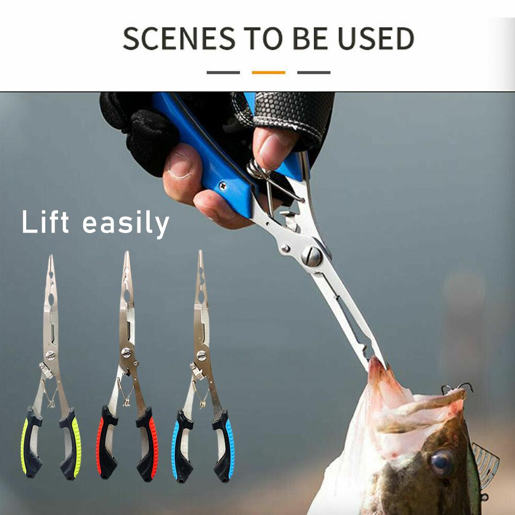 Fishing Line Cutter - ステンレス鋼製釣り用プライヤー多機能スプリットリングオープナー編組ラインカッター滑り止めフックリムーバーツール（ルアー用）