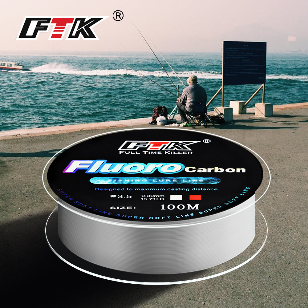 Fluorocarbon Line - 100 メートルフロロカーボンコーティング釣り糸 4.13LB-34.32LB カーボンファイバーモノフィラメントリーダーライン鯉釣りシンキングライン