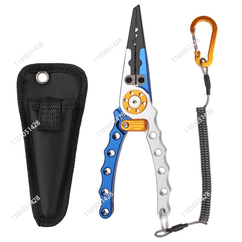 Fishing Line Cutter - アルミ製釣り用プライヤー、多目的フックリムーバーラインカッター、紛失防止コイル状ランヤード付きアウトドア釣り用プライヤー