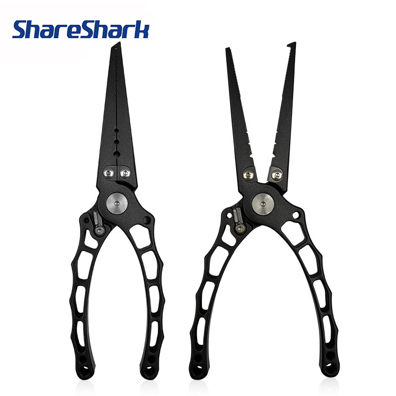 Fishing Line Cutter - シェアシャーク多機能フィッシングプライヤー、ステンレス製、耐腐食性、フックオープナーとラインカッター付き