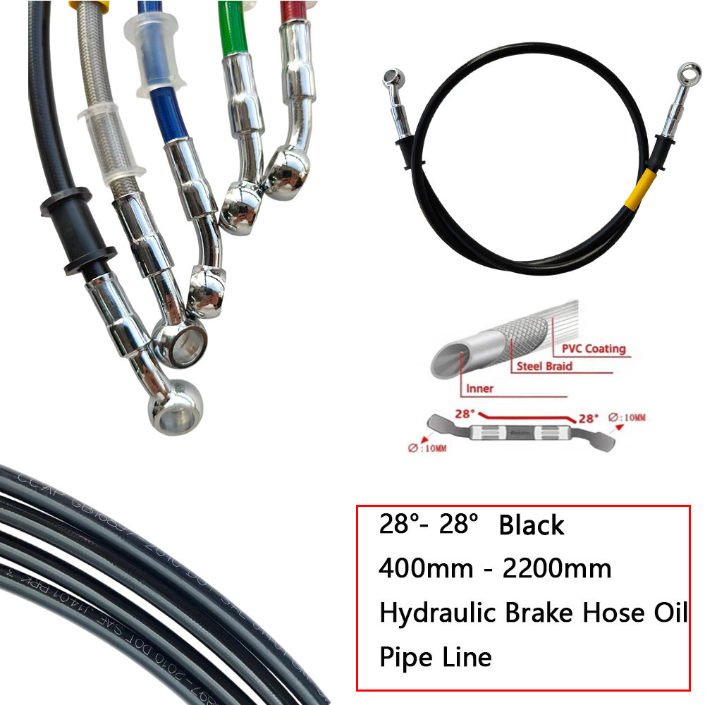Braided Line - 28 ° -28 ° 黒編組油圧ブレーキクラッチホース強化オイルライン 10