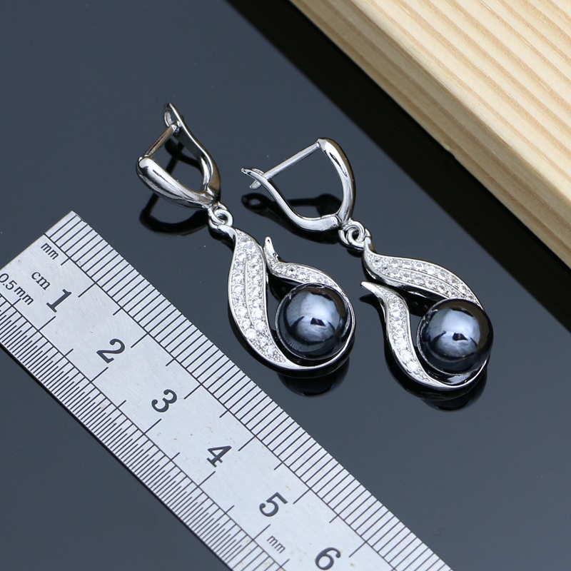 ブラックパール925シルバージュエリーセット女性用高級パール - Freshwater Line のレビューと価格