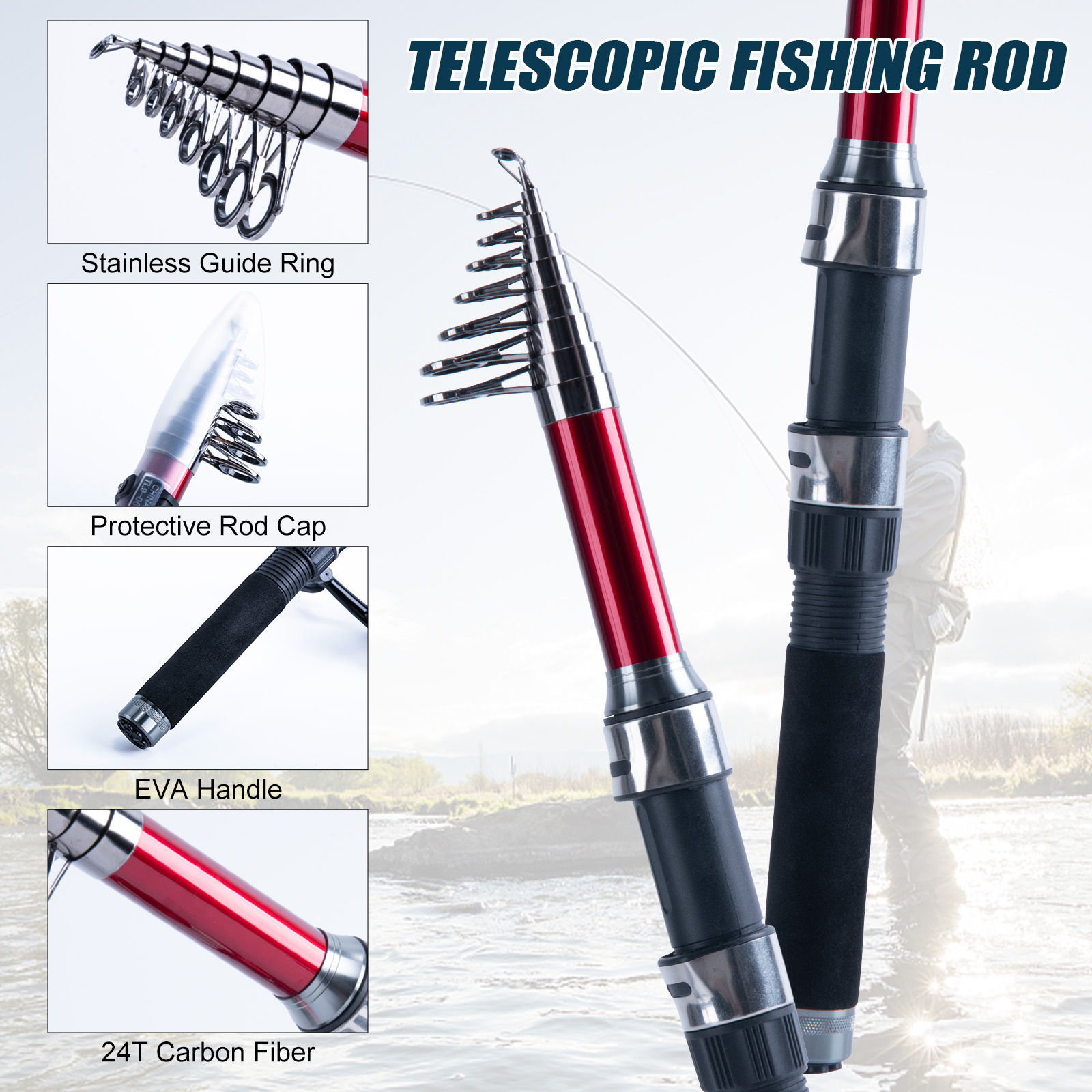 Goture 伸縮式釣り竿とリールコンボ、スピニングリール、 - Fishing Line Spooler のレビューと価格