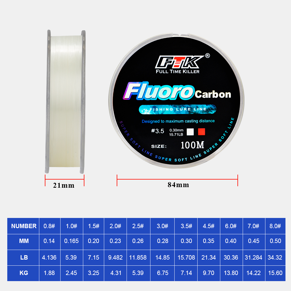 FTK 100m 4.13-34.32LB フロロカーボン釣 - Fluorocarbon Line のレビューと価格