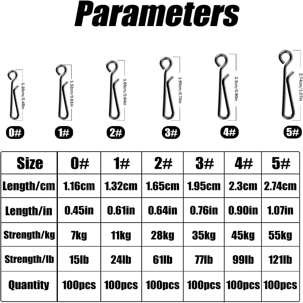 100個入り ステンレス製 釣り用スナップクリップ スピード - Saltwater Line のレビューと価格