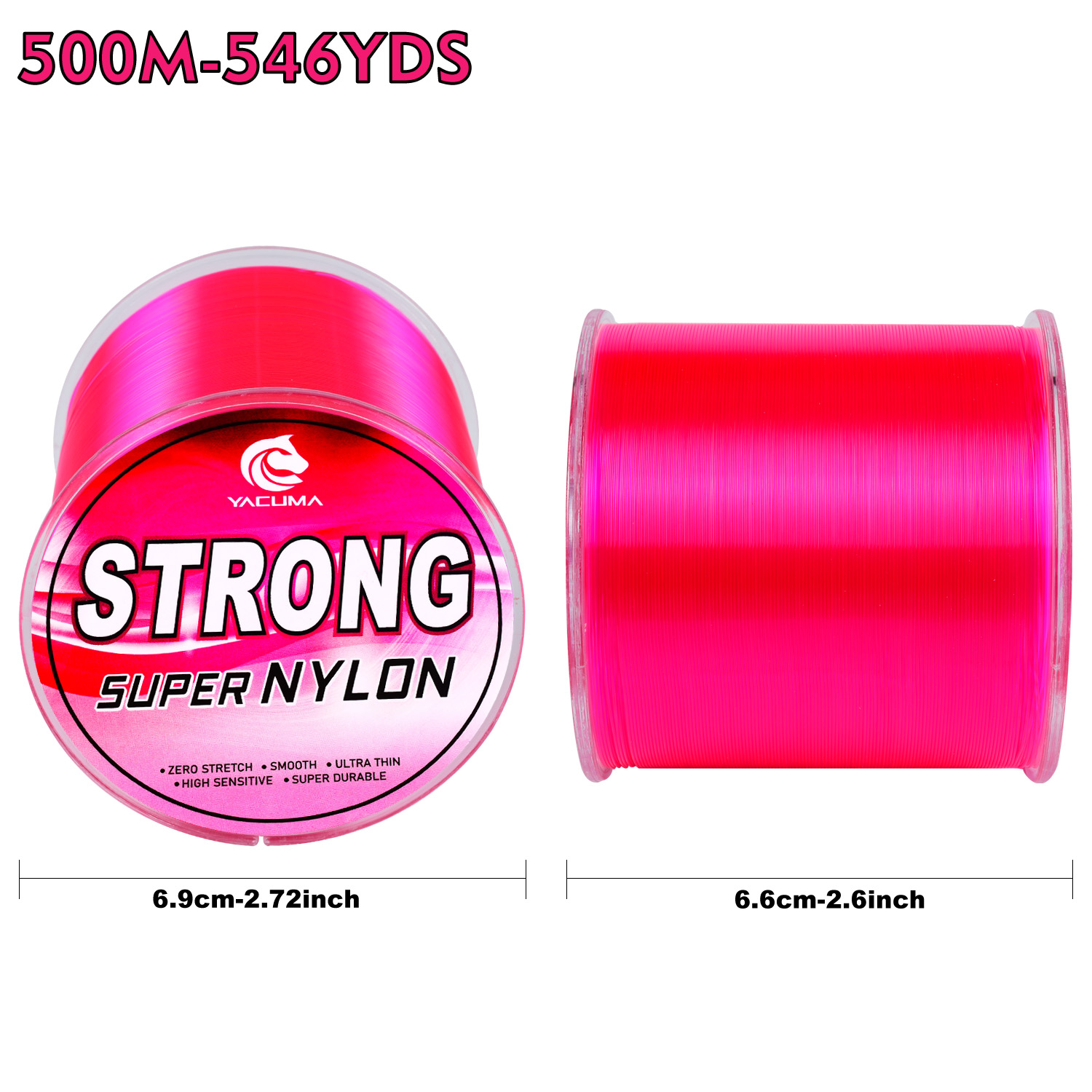 YACUMA 500M-546YDS 強力ピンクナイロンモノ - Fluorocarbon Line のレビューと価格