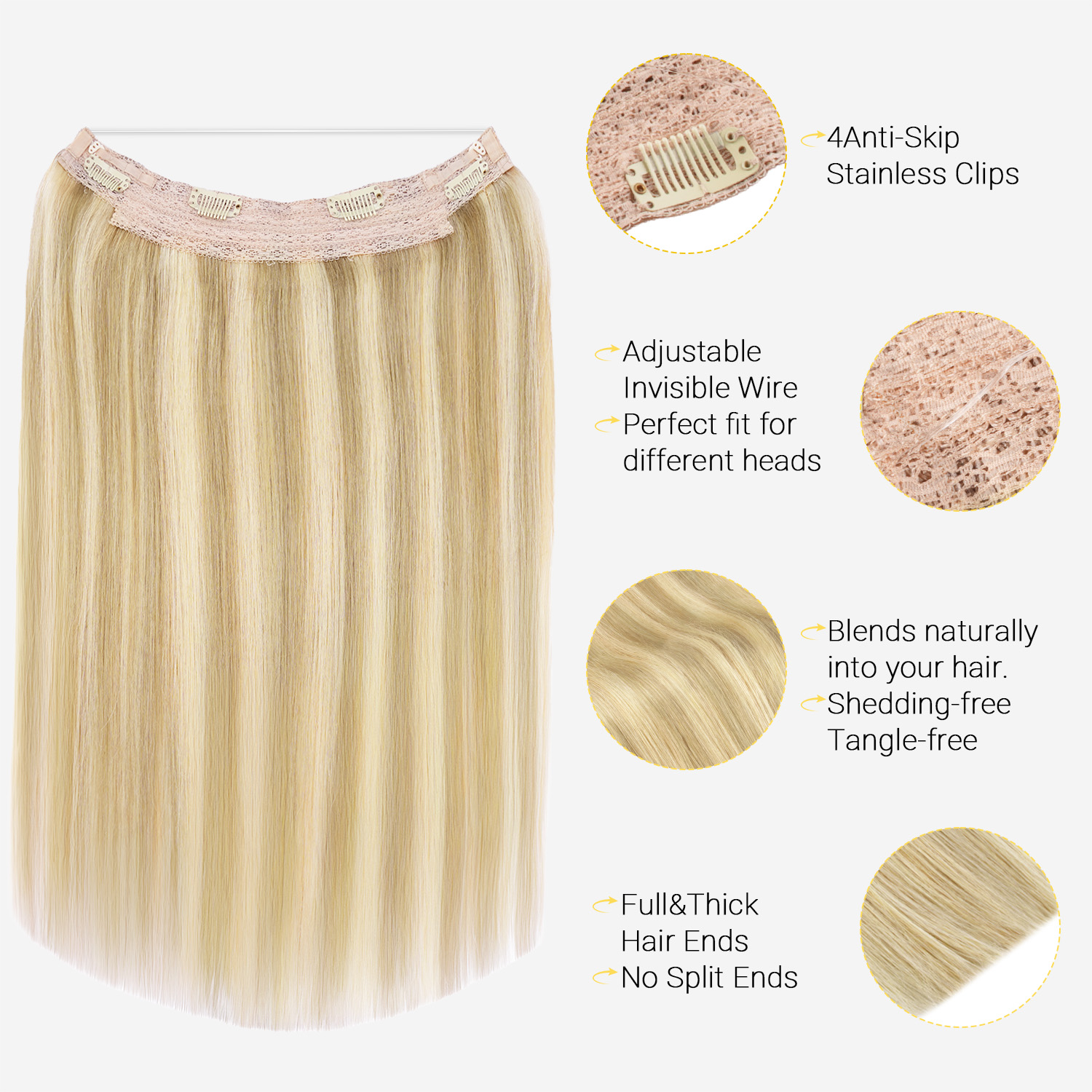 Sunmofavo インビジブルワイヤーハローヘアエクステン - Tippet Line のレビューと価格