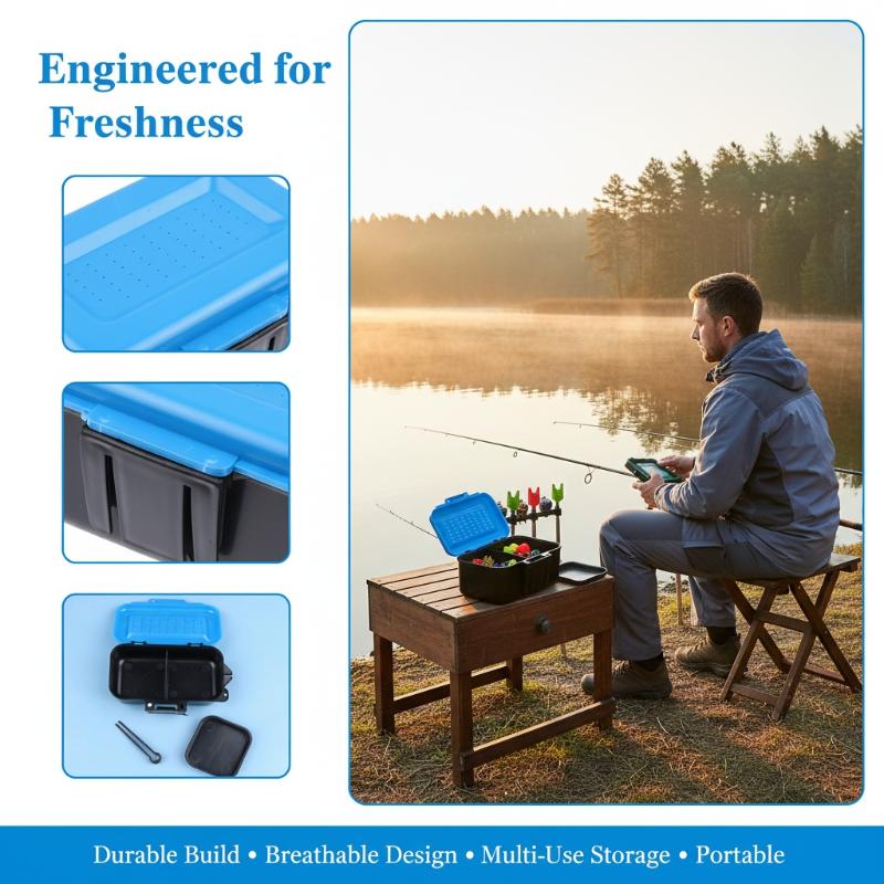 ポータブル釣り用ルアーボックスケース、活餌、フック、ミミズ用 - Fishing Line Box のレビューと価格