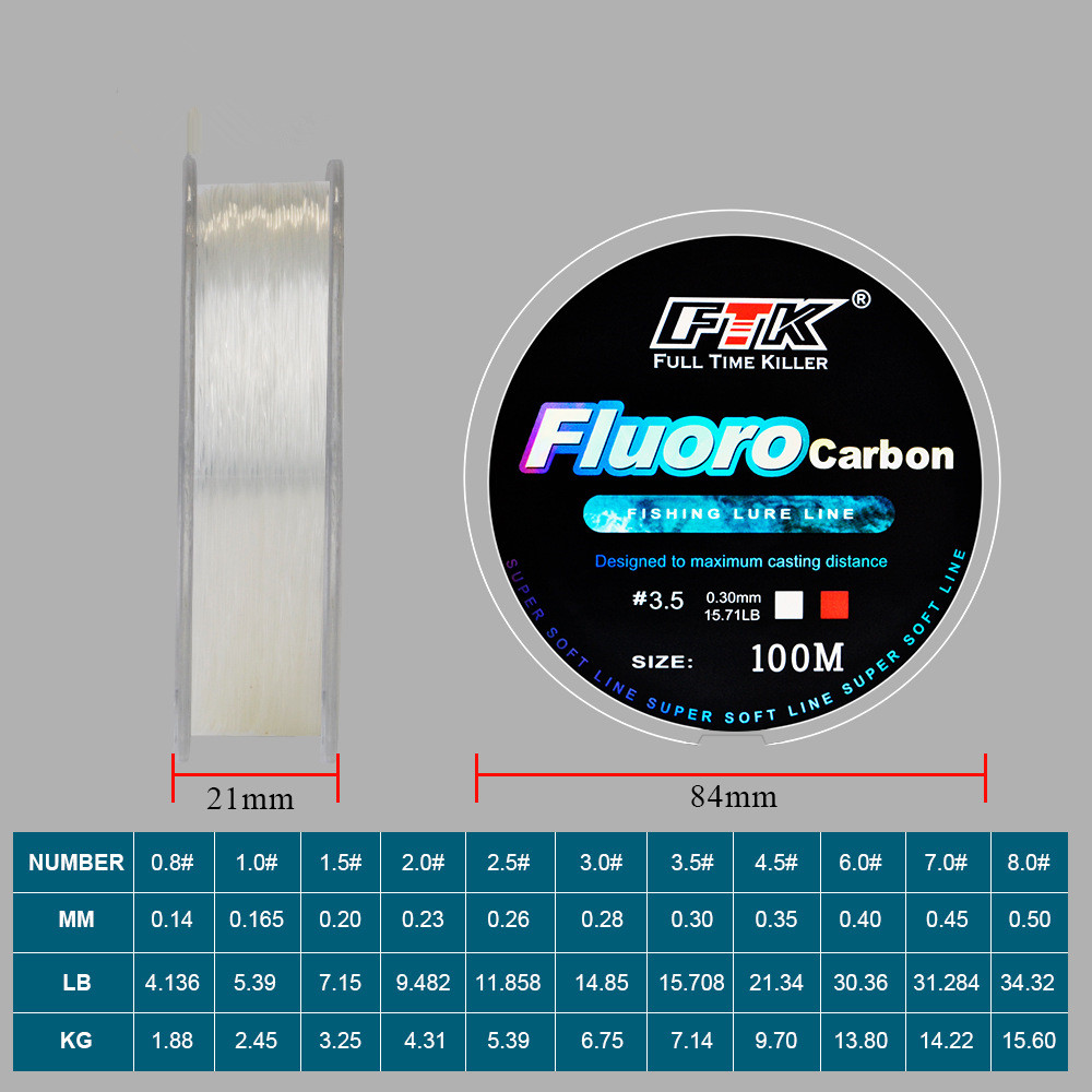 100m フロロカーボンベイト釣り糸、カーボンファイバーフラ - Fluorocarbon Line のレビューと価格