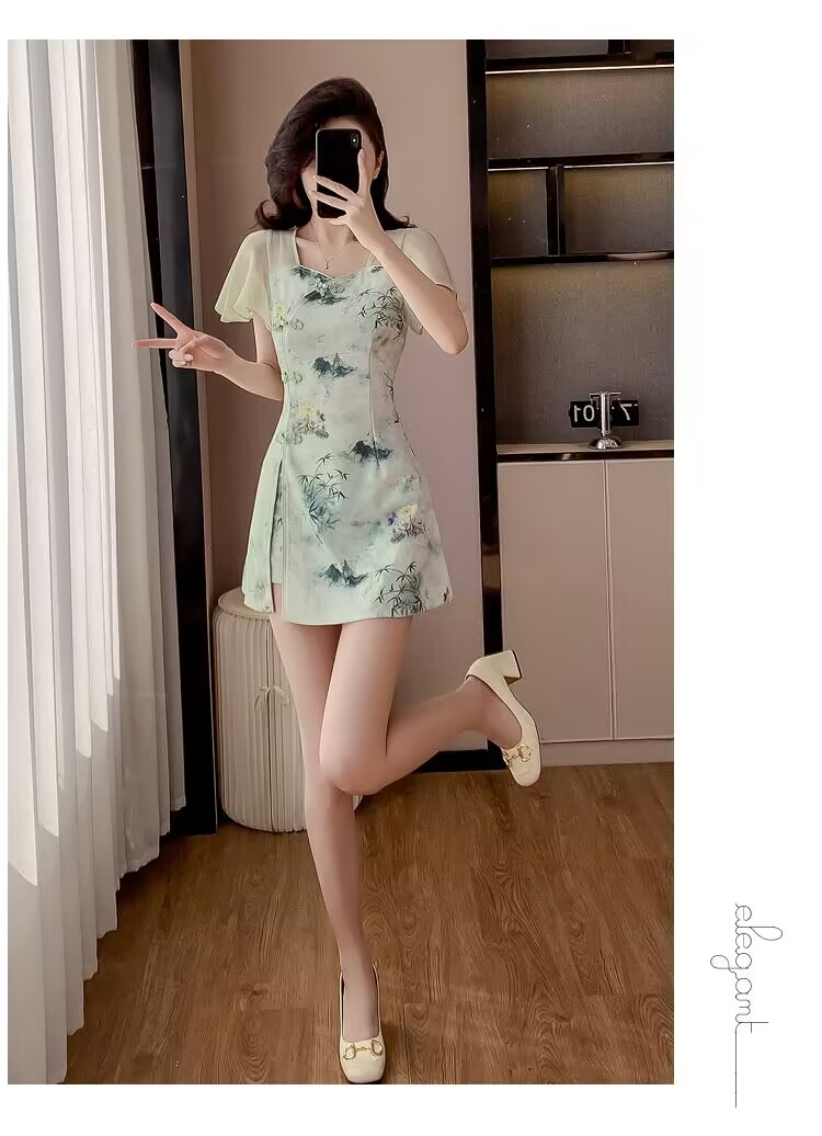夏の中国風の甘いチャイナドレス 2 点セット気質ドレスとショ - Fly Line のレビューと価格