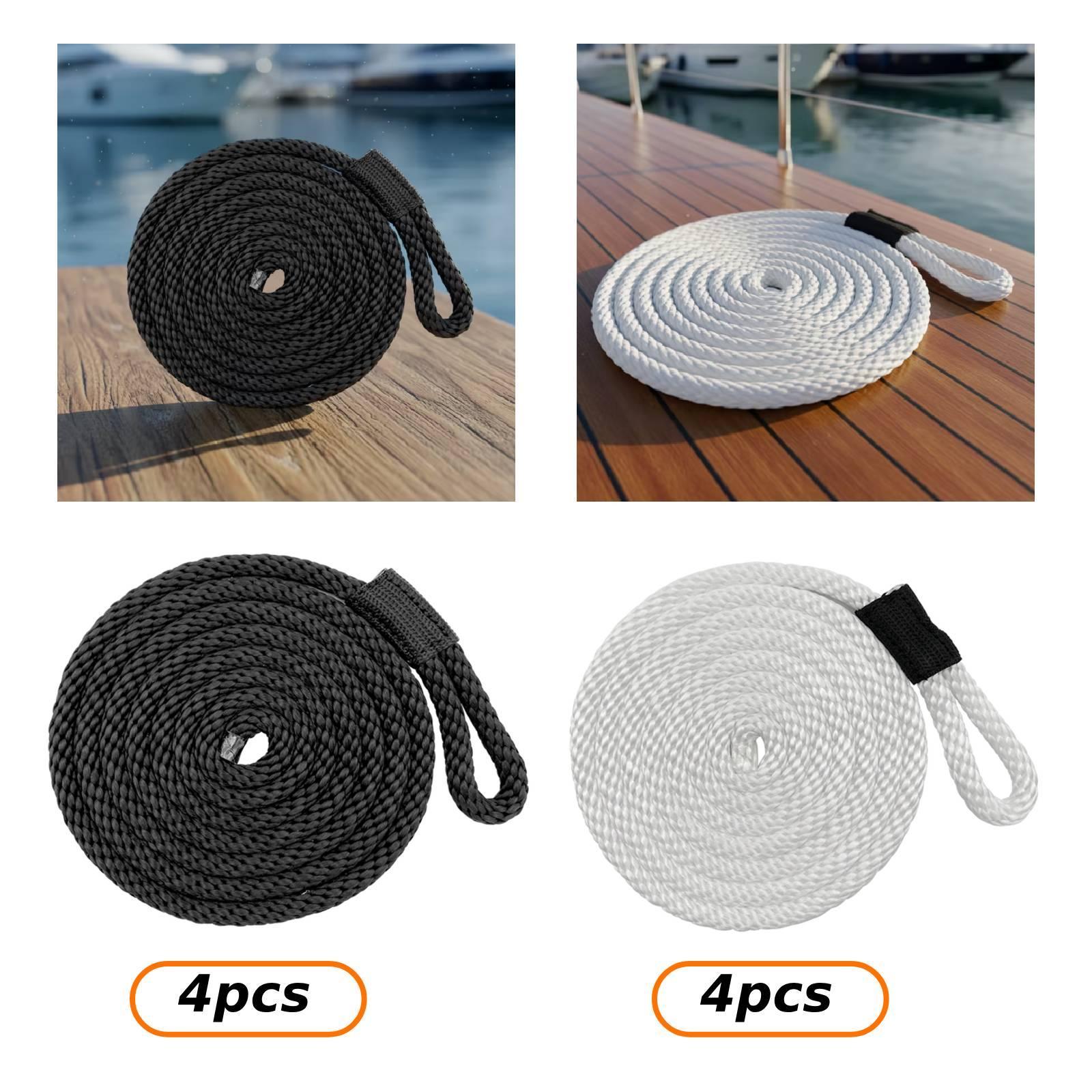 4本組ドックライン係留ロープ、ヘビーデューティー釣り用ポンツ - Braided Line のレビューと価格