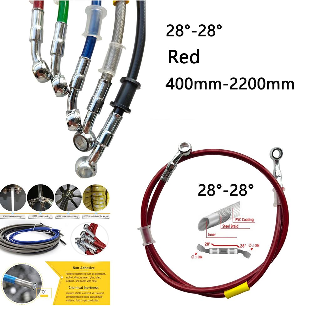 28-28 レッドユニバーサルオートバイ油圧ブレーキライン鋼 - Braided Line のレビューと価格