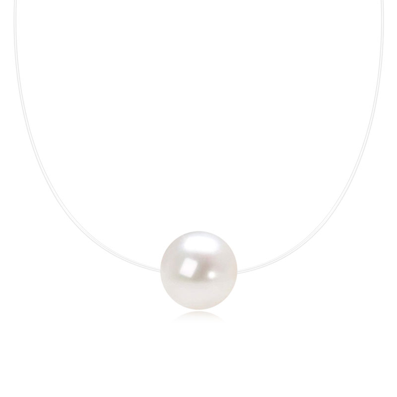 人魚の涙天然淡水真珠釣り糸不可視ネックレス女性のための 92 - Freshwater Line のレビューと価格