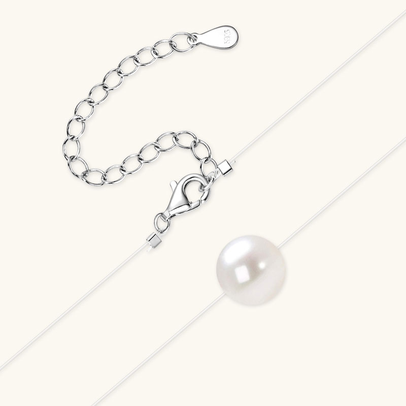 人魚の涙天然淡水真珠釣り糸不可視ネックレス女性のための 92 - Freshwater Line のレビューと価格